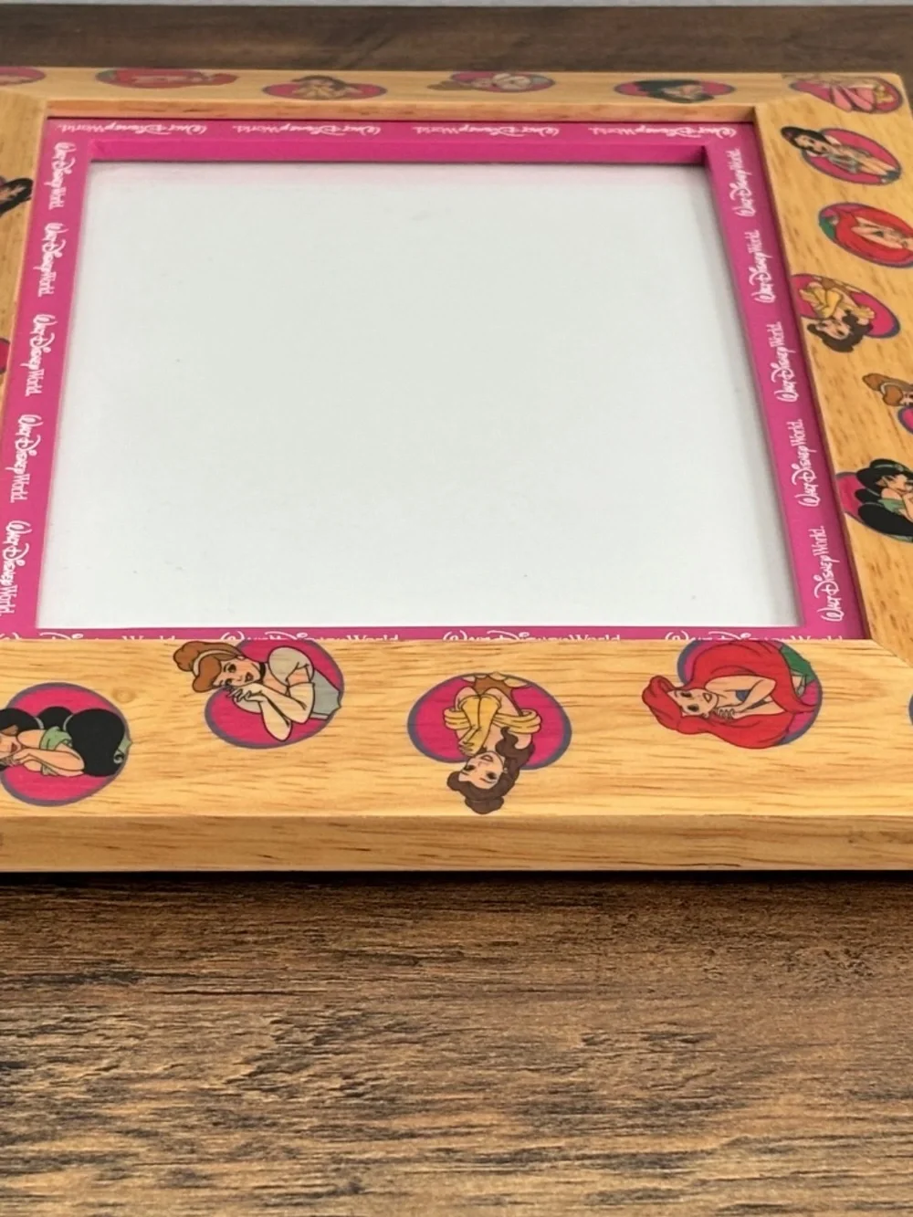 Walt Disney World Wooden 5x7 Princess Pattern Photo Picture Frame Ariel Belle